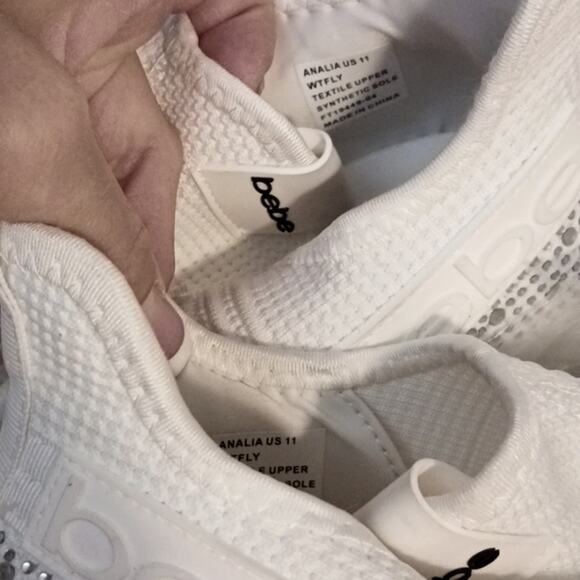 NEW bebe Crystals Sneakers ANALIA Sz 11 WHITE Rhinestones Embellished Luxe Fancy - Picture 16 of 16